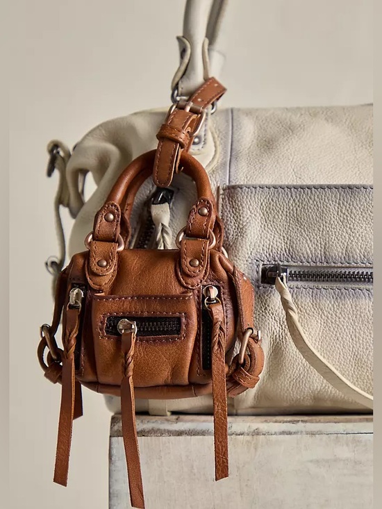 Free People Handbags - Free People Mini Bag Charm in Brown & Cream